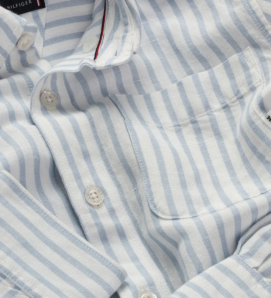 Børn Tommy Hilfiger Skjorte - Hør - Linen Blend - Breezy Blue Stripe