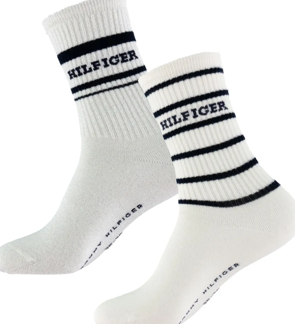 Strømper*Tommy Hilfiger Strømper - 2-pak - Off White m. Sort/Glimmer