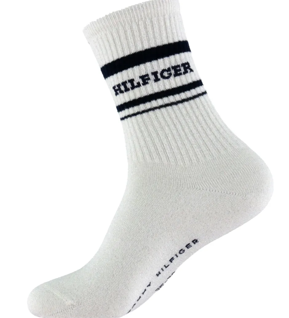 Strømper*Tommy Hilfiger Strømper - 2-pak - Off White m. Sort/Glimmer