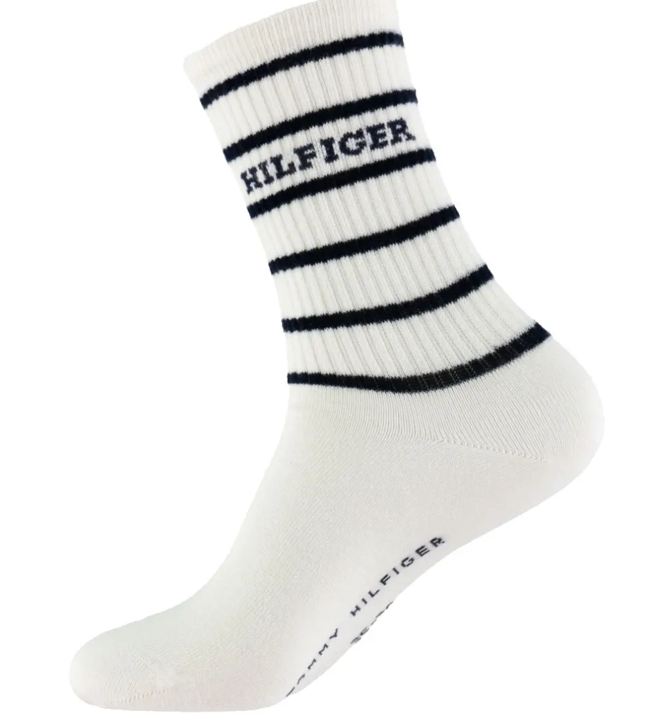 Strømper*Tommy Hilfiger Strømper - 2-pak - Off White m. Sort/Glimmer
