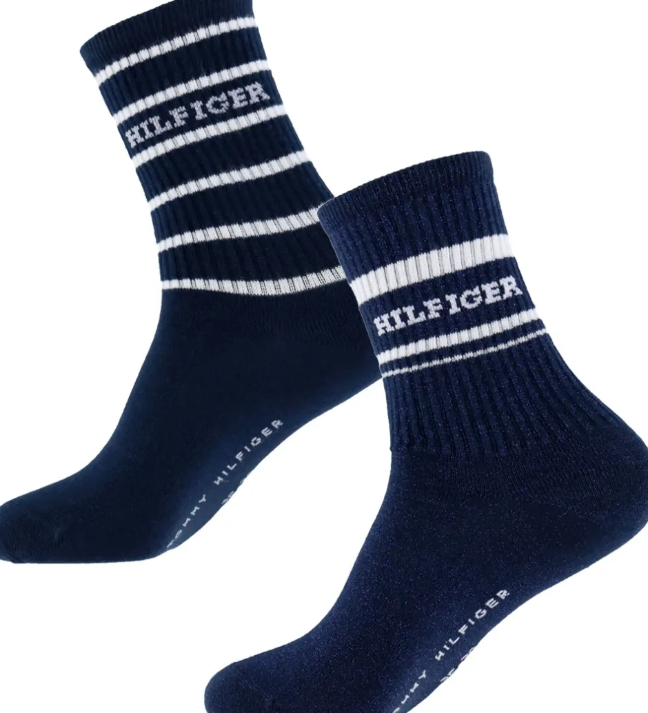 Strømper*Tommy Hilfiger Strømper - 2-pak - Navy m. Hvid/Glimmer