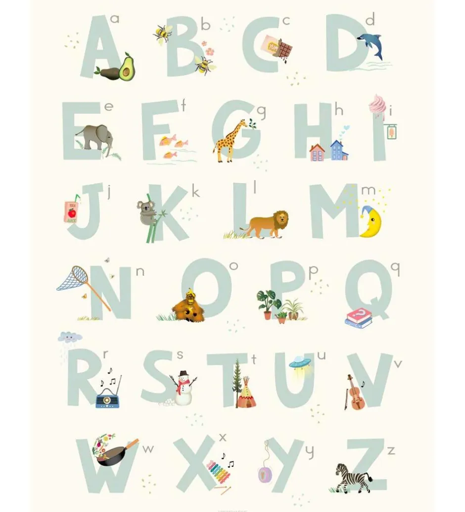 Plakater Og Billeder*Vissevasse Plakat - 50x70 - Alphabet Blue English