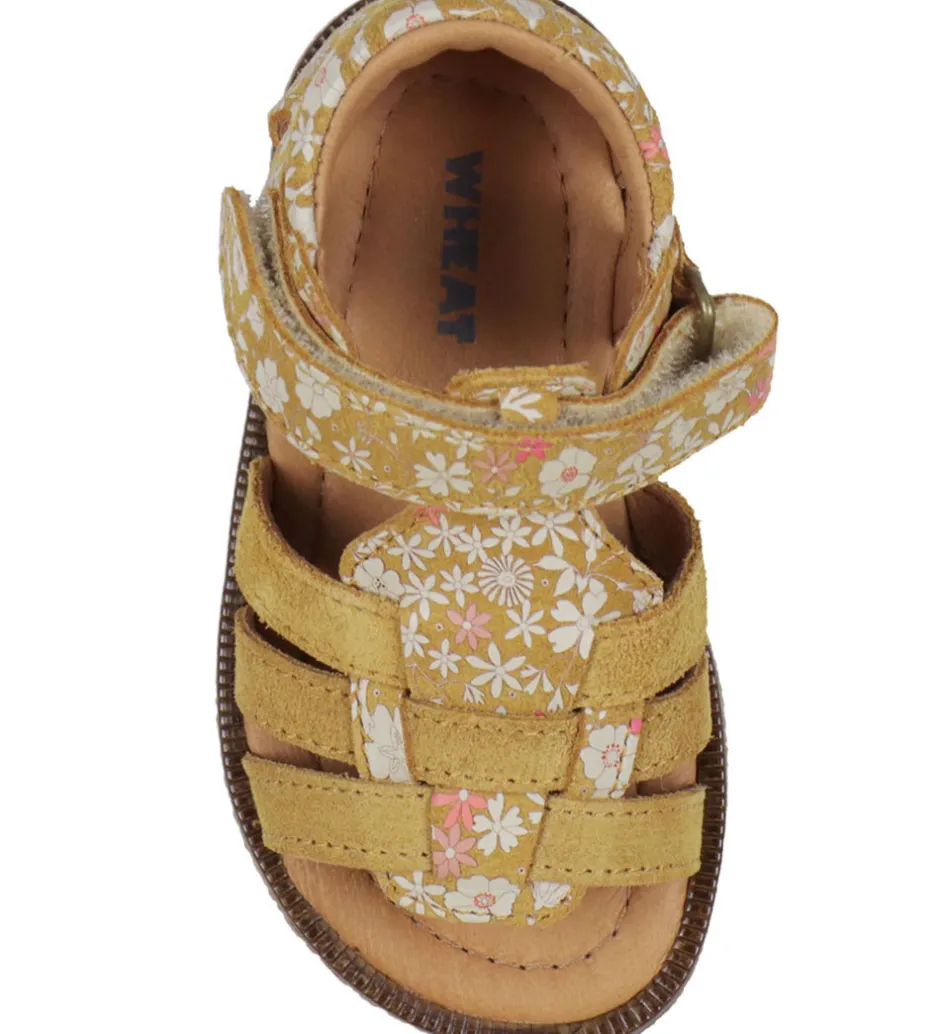 Sandaler*Wheat Sandaler - Bray - Tan White Flowers